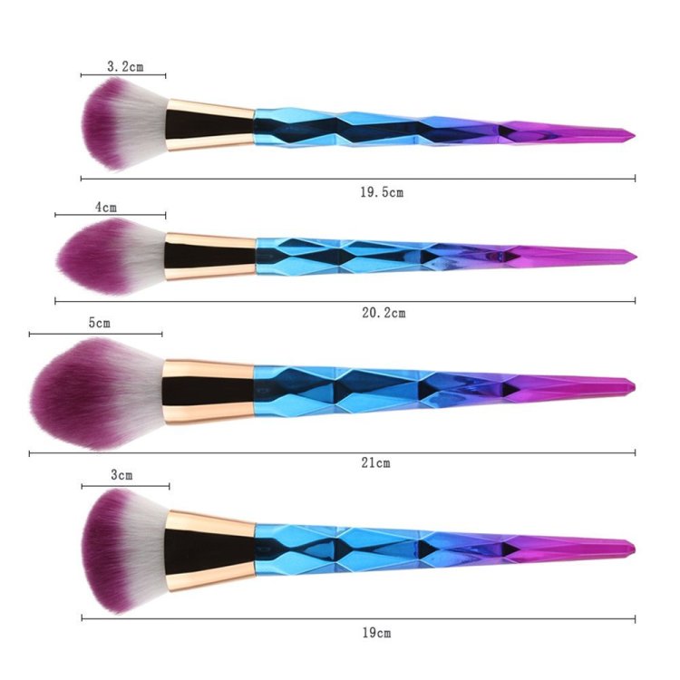 Πινέλα Μακιγιάζ Μπλε Μωβ Ροζ Σετ 7τμχ