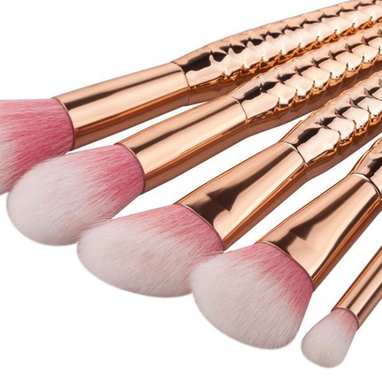 6-teiliges Make up Pinsel Set Meerjungfrau in Rosa-Gold