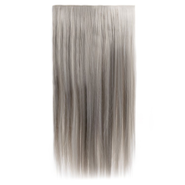 Synthetische Haarverlangerung HD Glatt mit Clip 65cm, 100g, Silbergrau #60T