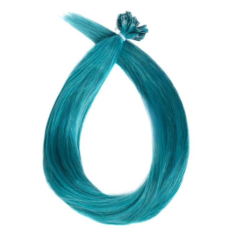 Strahnen Extensions #TEAL, BLAU – 100% Echthaar, 50cm 25 Stuck