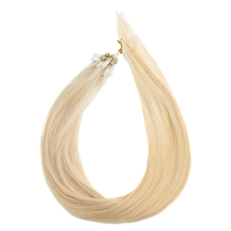 Micro Ring Loop Hair Extensions Νο60 Πλατινέ Ξανθό – 100% Φυσική Τρίχα, 50cm 10τεμ.