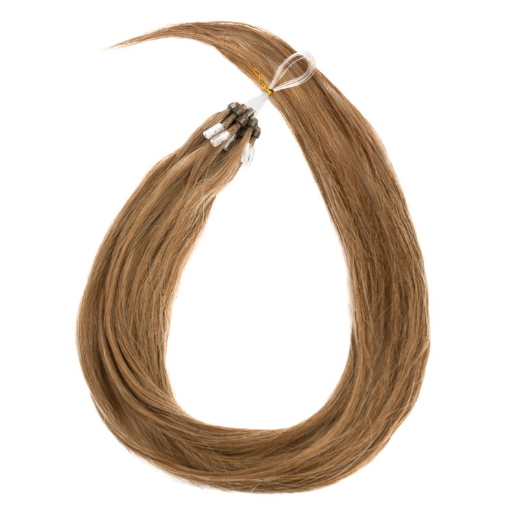 Micro Ring Loop Hair Extensions Νο6  Ανοιχτό Καφέ – 100% Φυσική Τρίχα, 50cm 10τεμ.